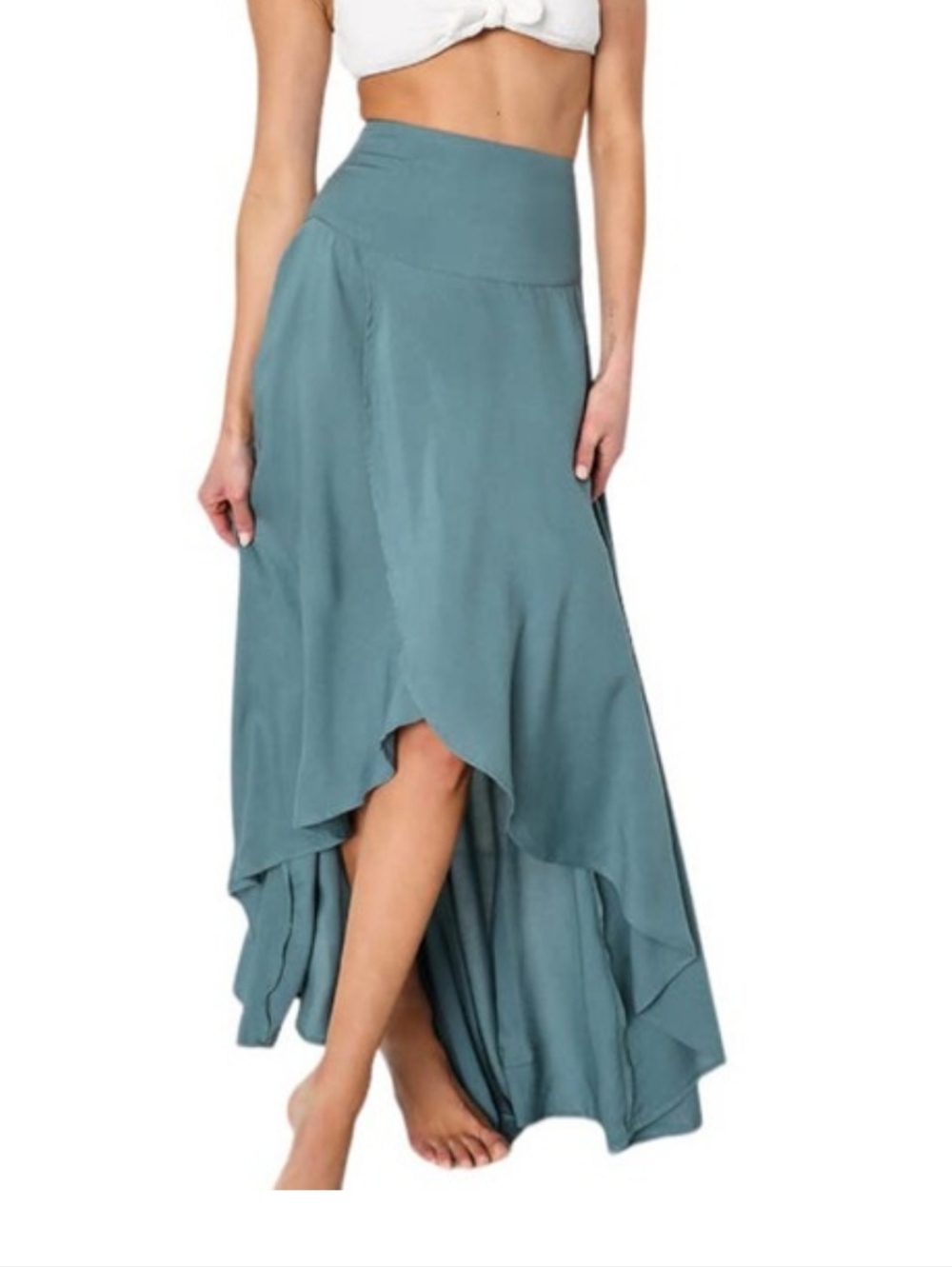 O'Neill Ambrosio Size Small Dusty Blue Wrap-Style Maxi Skirt Tulip Hem